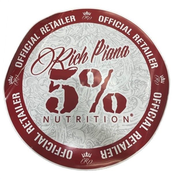 5% Nutrition Window Cling Circle, Red & Filigree - 5% Nutrition