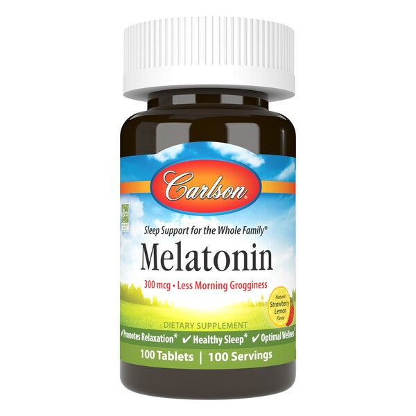 Melatonin, Natural Strawberry Lemon - 100 tablets - Carlson Labs