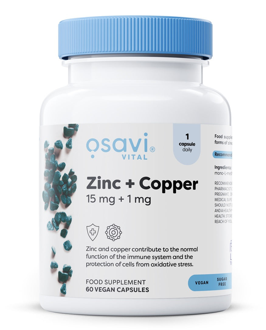 Zinc + Copper, 15mg + 1mg - 60 vegan caps - Osavi