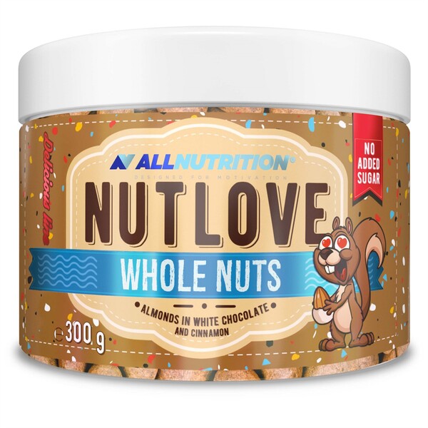 Nutlove Whole Nuts, Almonds in White Chocolate & Cinnamon - 300 grams - Allnutrition