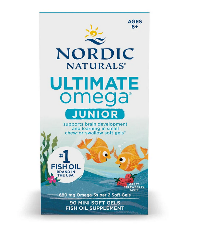 Ultimate Omega Fish Oil Junior, 680mg Strawberry - 90 mini softgels - Nordic Naturals