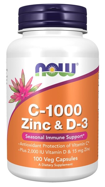C-1000 Zinc & D-3 - 100 vcaps - NOW Foods