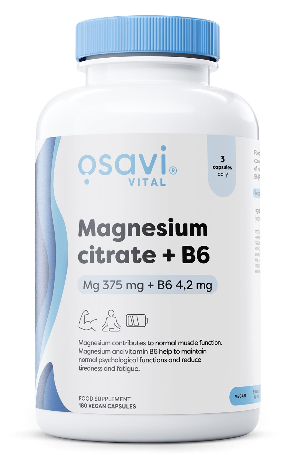 Magnesium Citrate + B6, 375mg + 4.2mg - 180 vcaps - Osavi