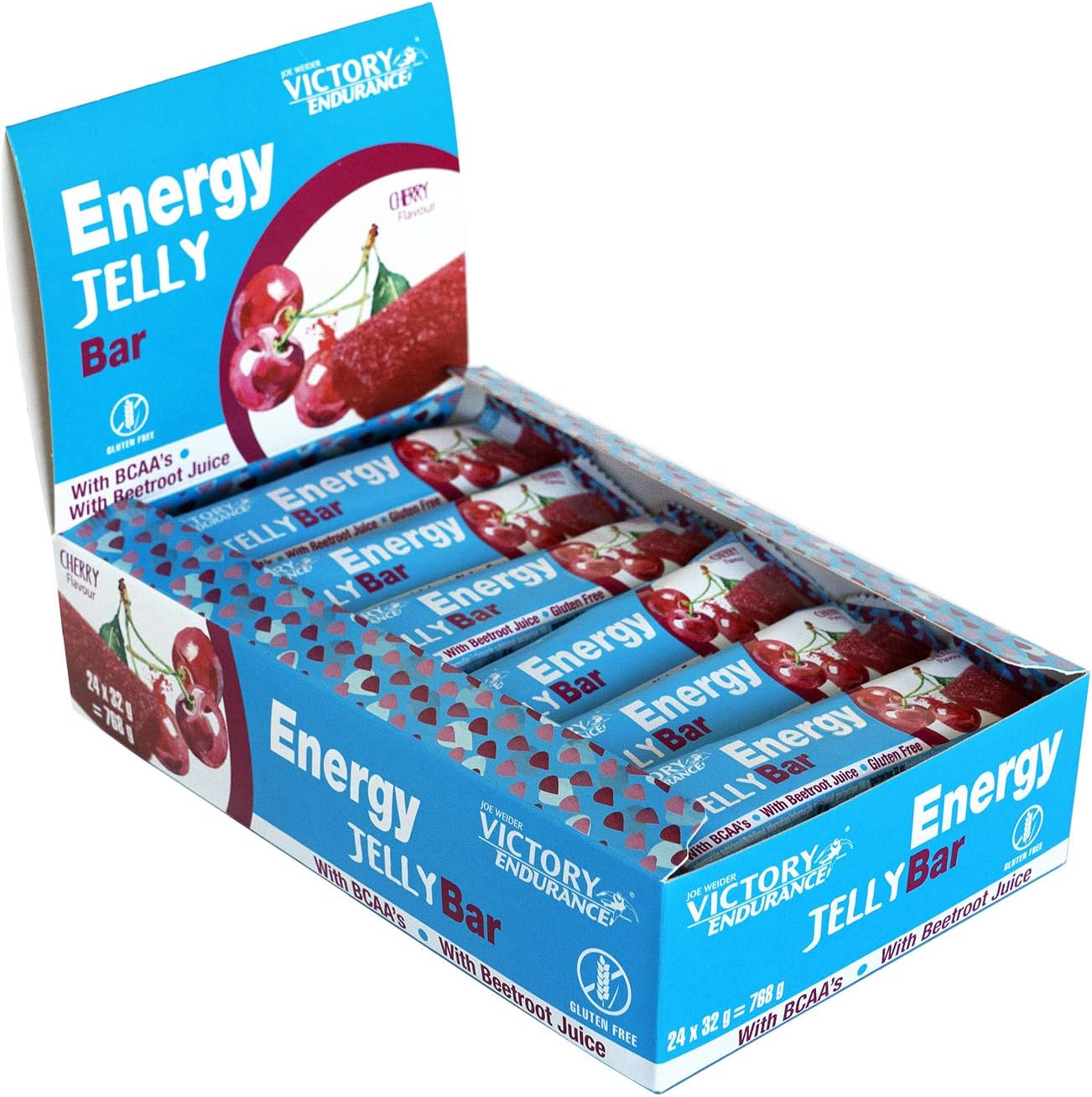 Joe Weider Victory Endurance Energy Jelly Bar, Cherry - 24 x 32g - Weider
