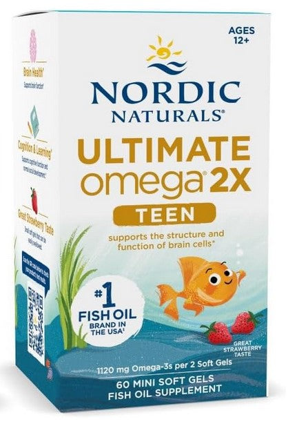 Ultimate Omega 2X Fish Oil TEEN, Strawberry - 60 mini softgels - Nordic Naturals