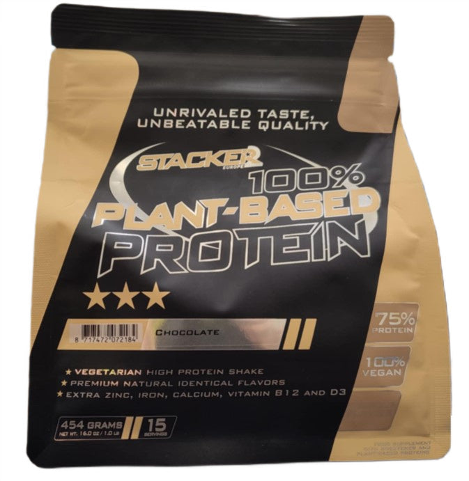 100% Plant Based Protein, Chocolate - 454 grams - Stacker2 Europe