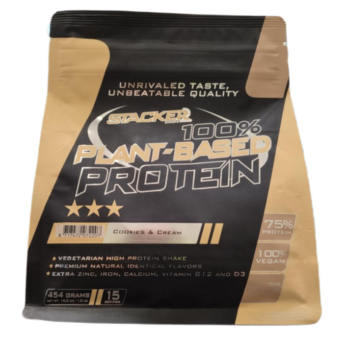100% Plant Based Protein, Cookies & Cream - 454 grams - Stacker2 Europe