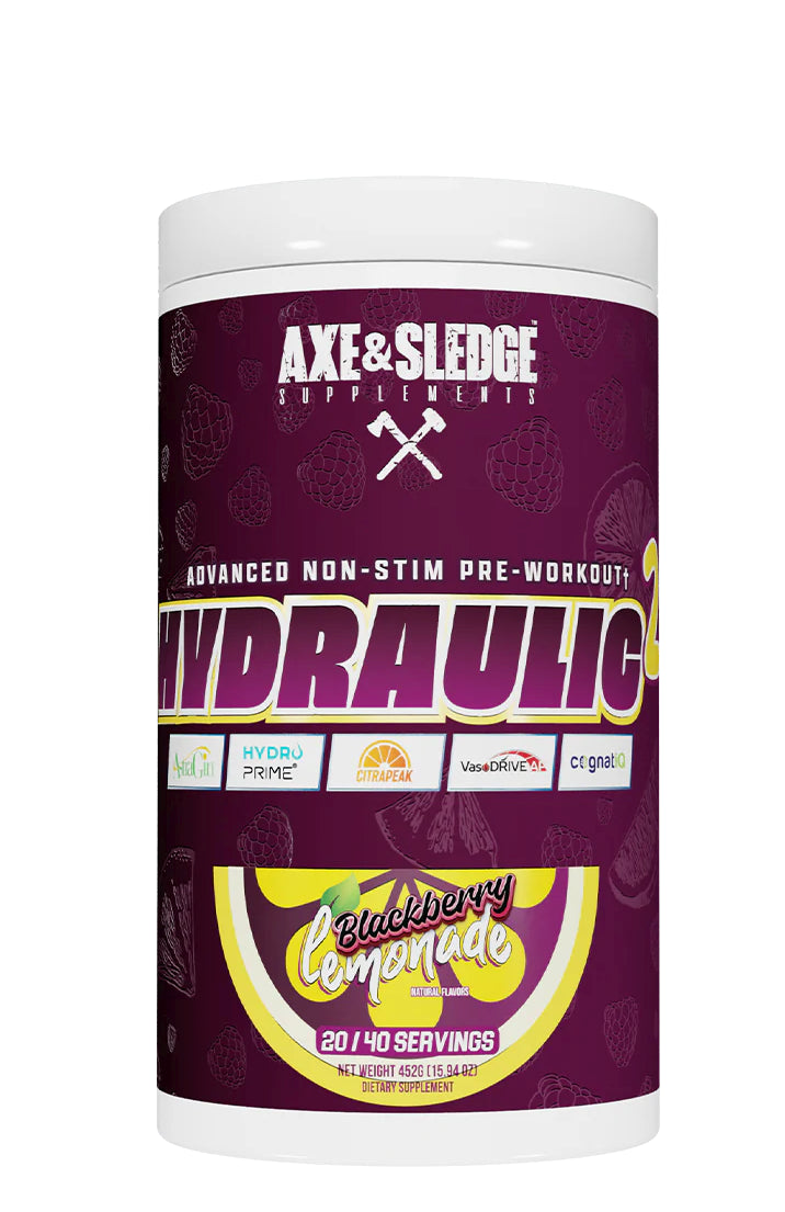 Hydraulic V2 Non-Stim Pre-Workout, Blackberry Lemonade - 452 grams - Axe & Sledge