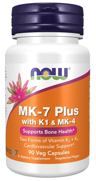MK-7 Plus with K1 & MK-4 - 90 vcaps - NOW Foods