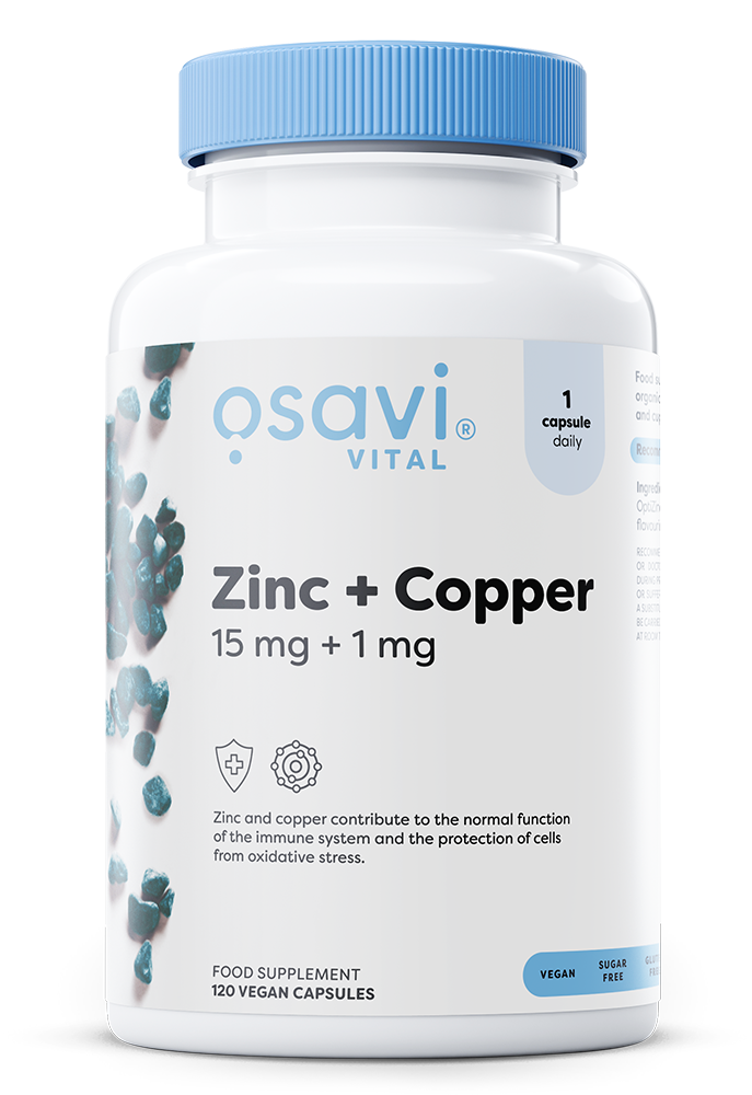 Zinc + Copper, 15mg + 1mg - 120 vegan caps - Osavi