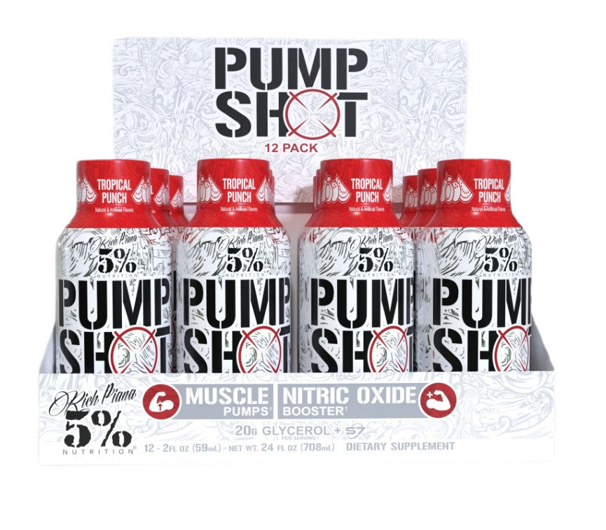 Pump Shot, Tropical Punch (EAN 850038929596) - 12 x 59 ml. - 5% Nutrition