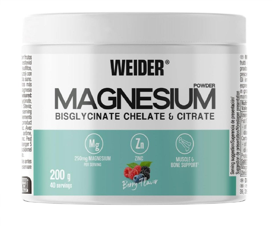 Magnesium Bisglycinate Chelate & Citrate, Berry - 200 grams - Weider