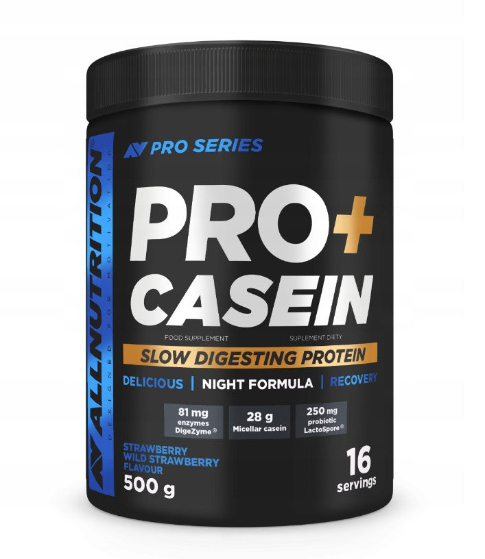 Pro+ Casein, Strawberry-Wild Strawberry - 500 grams - Allnutrition