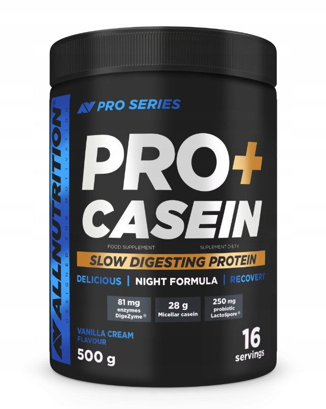 Pro+ Casein, Vanilla Cream - 500 grams - Allnutrition