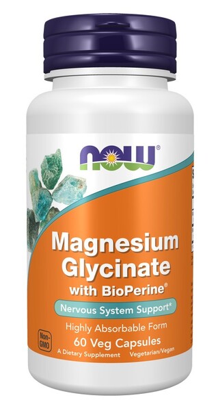 Magnesium Glycinate with BioPerine - 60 vcaps - NOW Foods