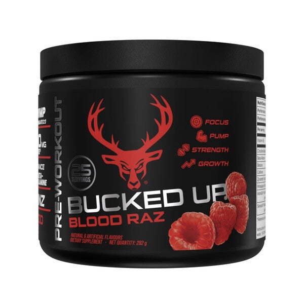 Bucked Up Pre-Workout, Blood Raz - 282 grams - Bucked Up
