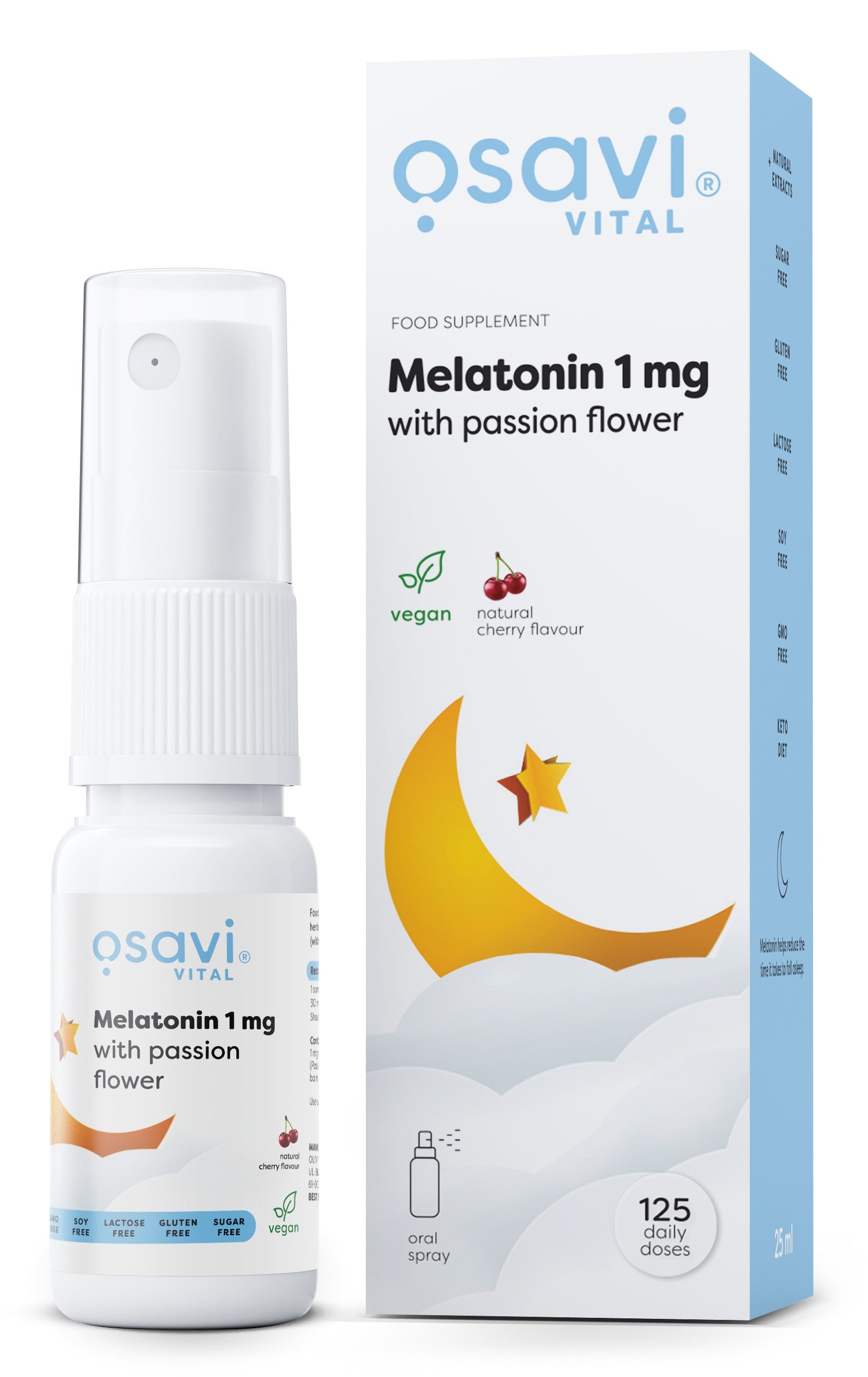 Melatonin with Passion Flower Oral Spray, 1mg (Cherry) - 25 ml. - Osavi