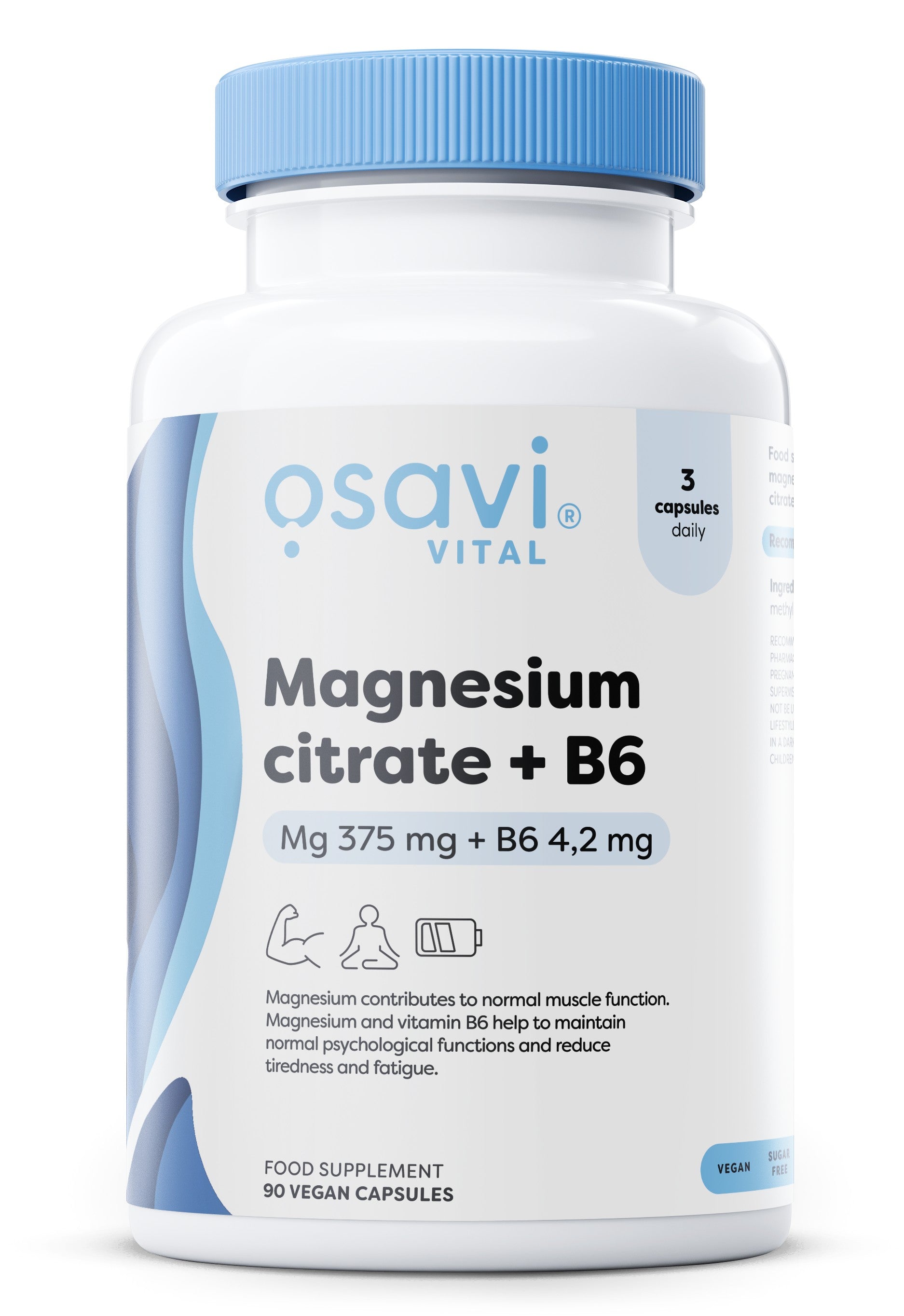 Magnesium Citrate + B6, 375mg + 4.2mg - 90 vcaps - Osavi