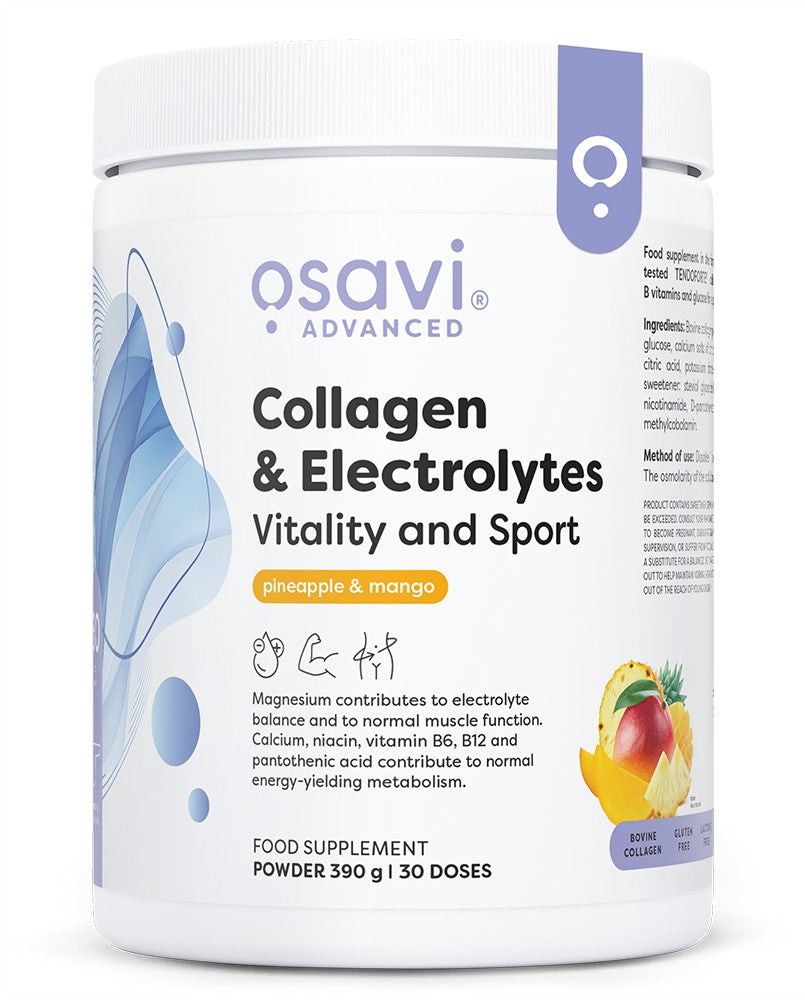Collagen Electrolytes Vitality and Sport, Pineapple & Mango - 390 grams - Osavi