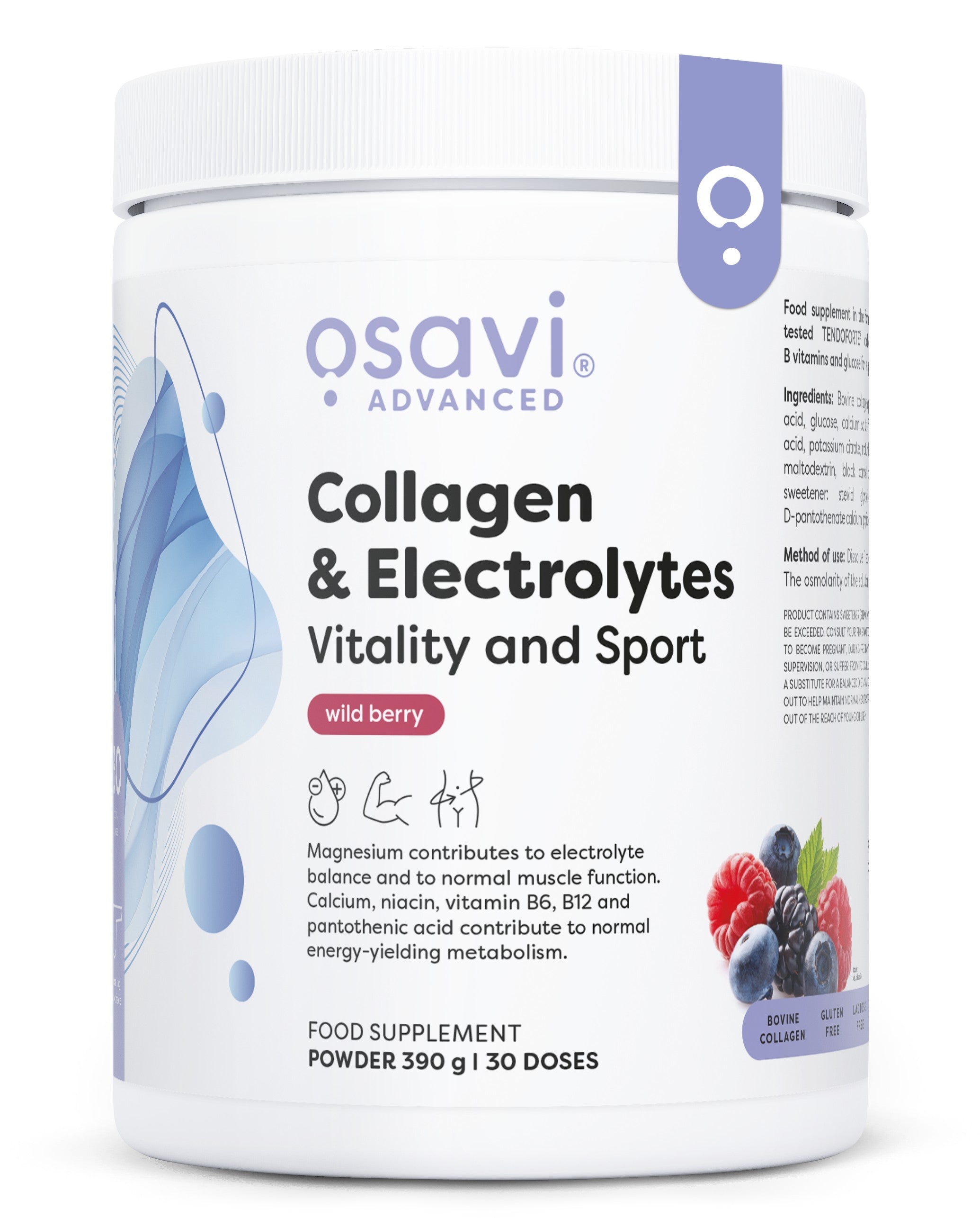 Collagen Electrolytes Vitality and Sport, Wild Berry - 390 grams - Osavi