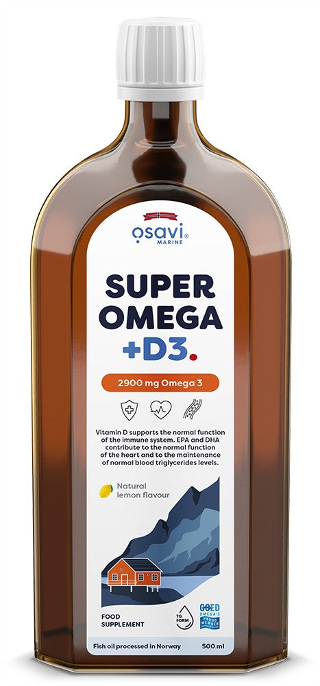 Super Omega + D3, 2900mg Omega 3 (Lemon) - 500 ml. - Osavi