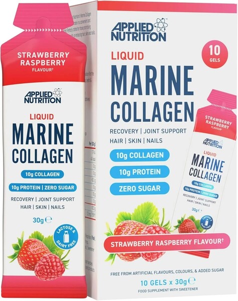 Liquid Marine Collagen, Strawberry Raspberry - 10 x 30g - Applied Nutrition