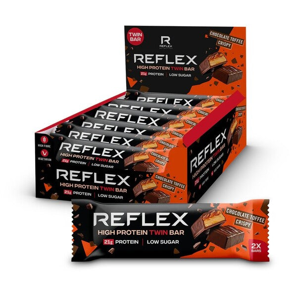 High Protein Twin Bar, Chocolate Toffee Crispy - 12 x 60g - Reflex Nutrition