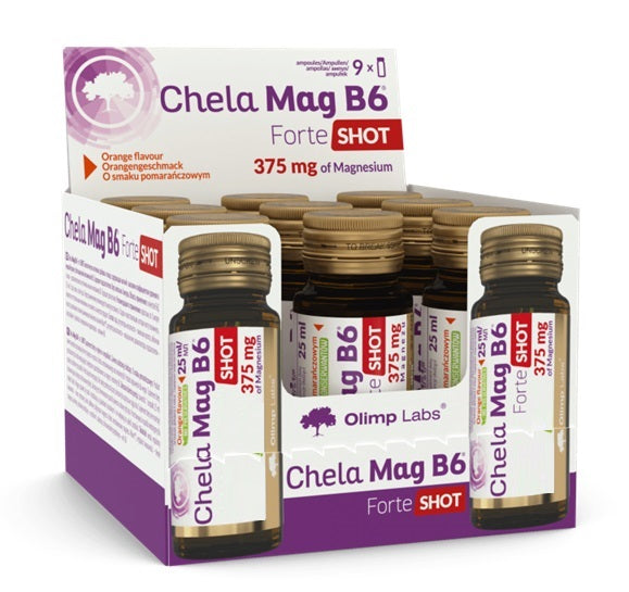 Chela Mag B6 Forte Shot, Orange - 9 x 25 ml. - Olimp Nutrition