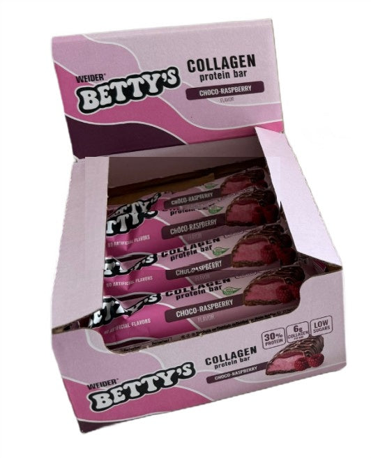 Betty's Collagen Protein Bar, Choco-Raspberry - 12 x 50g - Weider