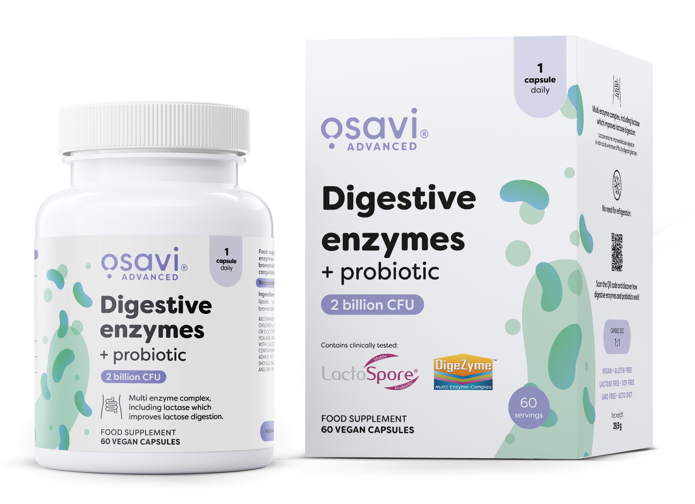 Digestive enzymes + probiotic - 60 vegan caps - Osavi
