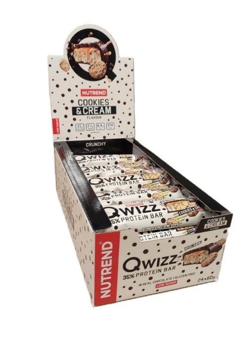 Qwizz 35% Protein Bar, Cookies & Cream - 24 x 60g - Nutrend