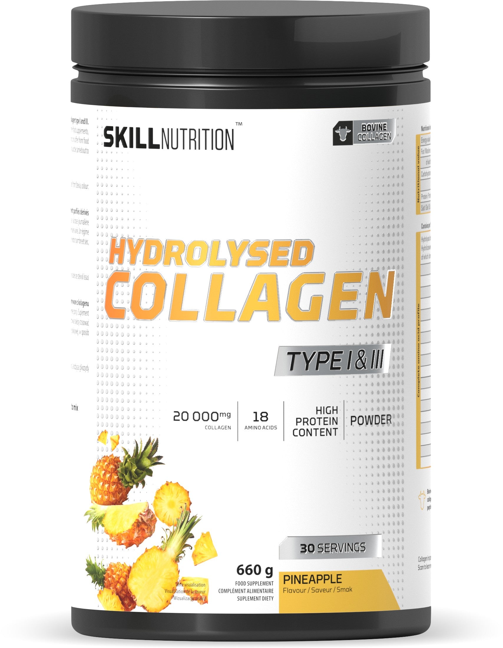 Hydrolysed Collagen Type I & III, Pineapple - 660 grams - Skill Nutrition