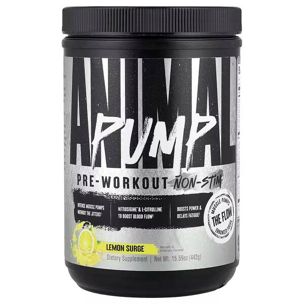 Pump Pre-Workout Non-Stim, Lemon Surge - 442 grams - Animal