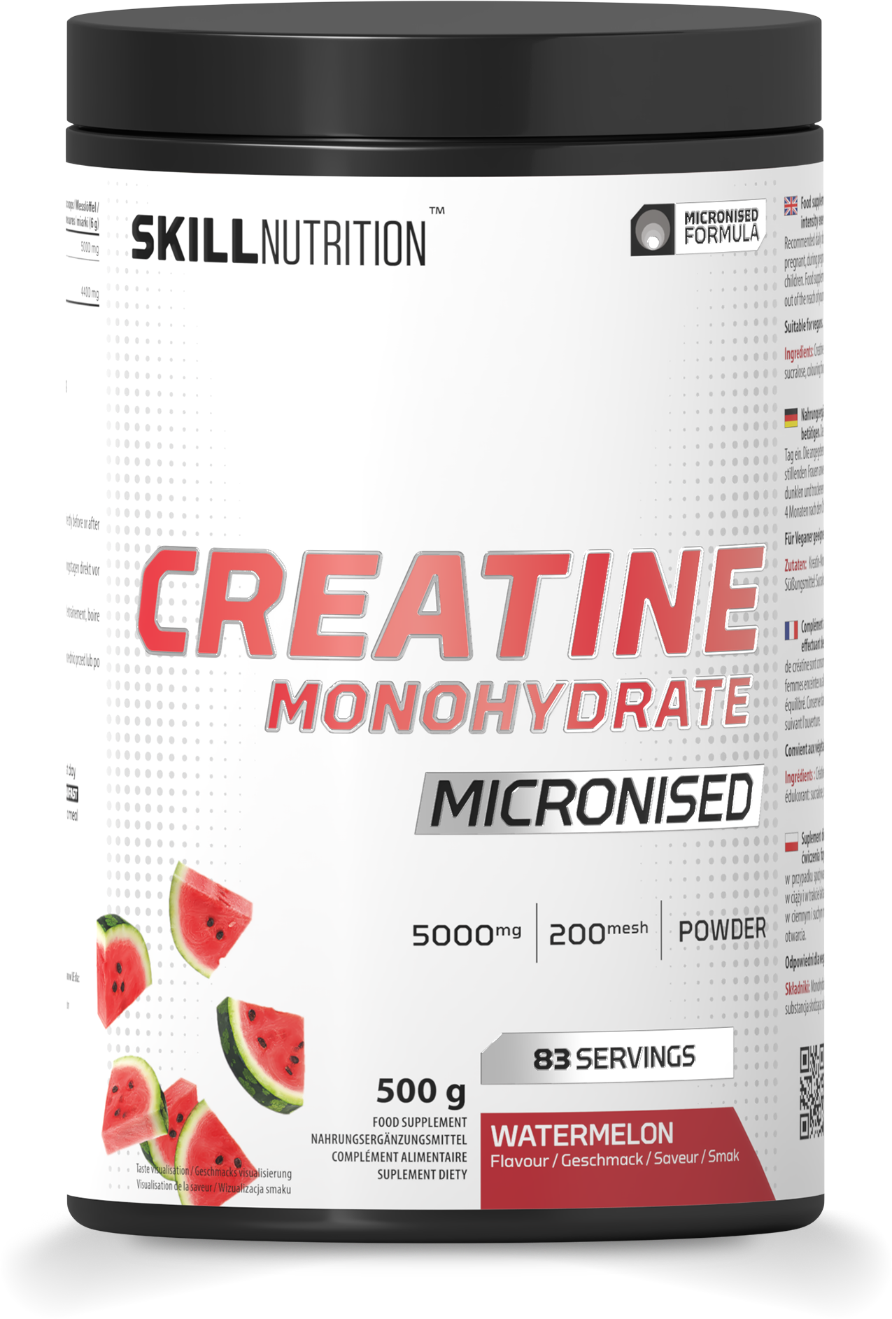 Micronised Creatine Monohydrate Flavoured, Watermelon - 500 grams - Skill Nutrition