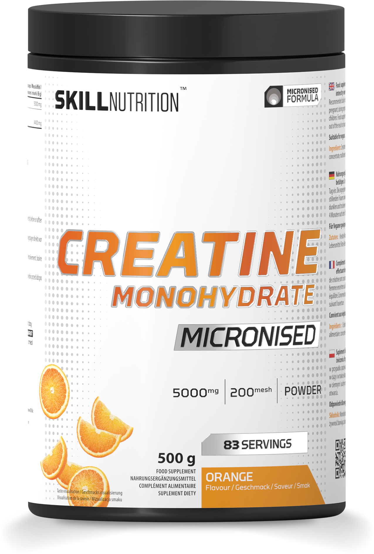 Micronised Creatine Monohydrate Flavoured, Orange - 500 grams - Skill Nutrition