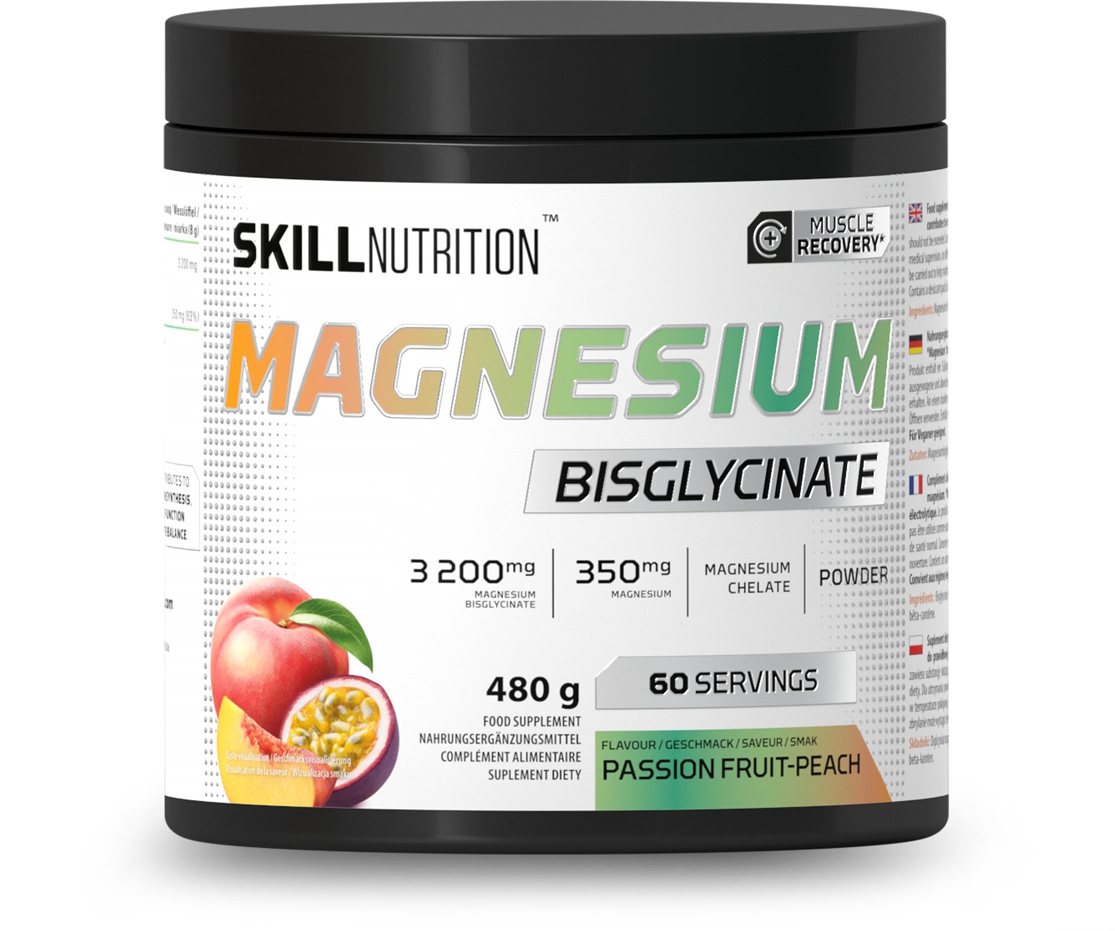 Magnesium Bisglycinate Powder, Passion Fruit-Peach - 480 grams - Skill Nutrition
