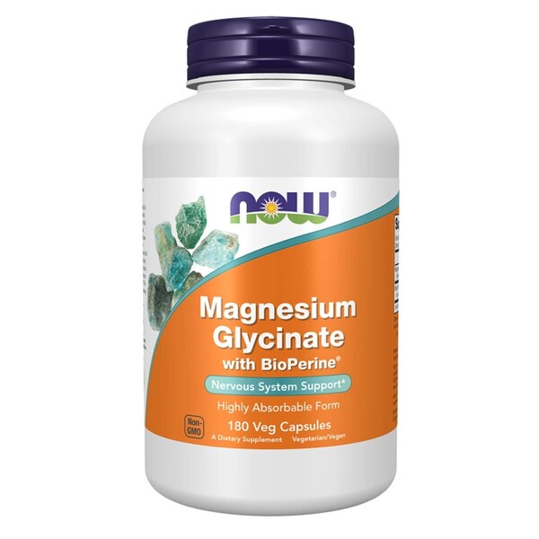 Magnesium Glycinate with BioPerine - 180 vcaps - NOW Foods