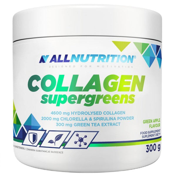 Collagen Supergreens, Green Apple - 300 grams - Allnutrition