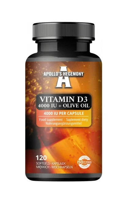 Vitamin D3 4000IU + Olive Oil - 120 softgels - Apollo's Hegemony