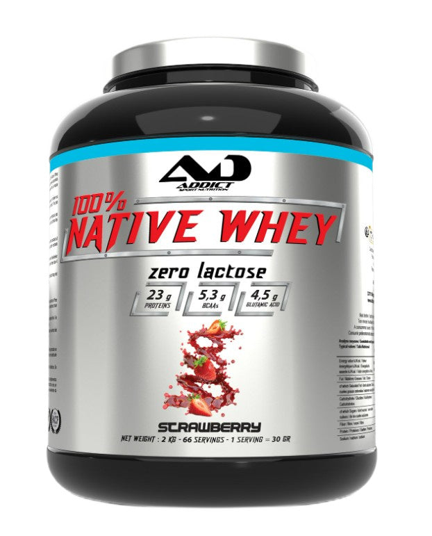 100% Native Whey Zero Lactose, Strawberry - 2000 grams - Addict Sport Nutrition
