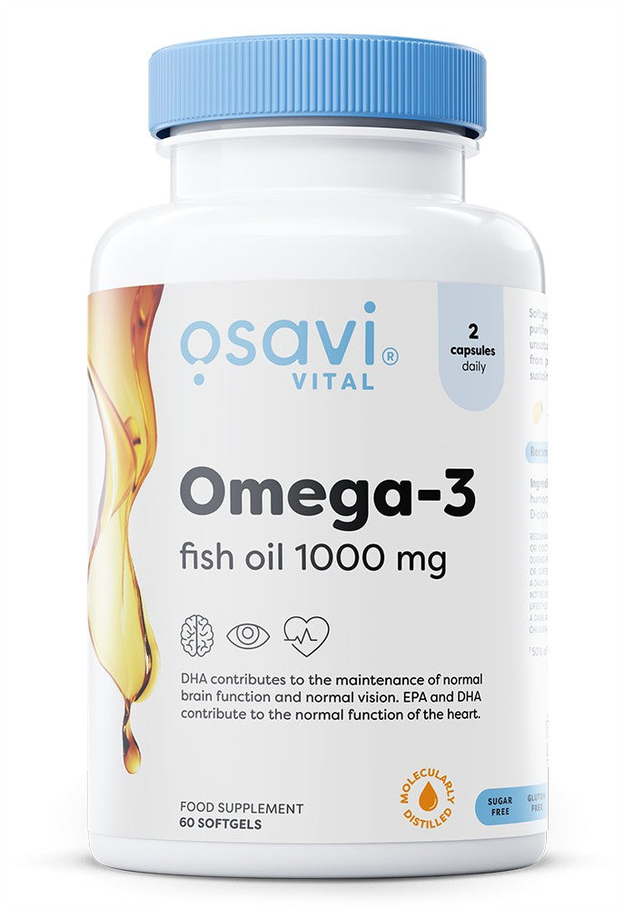 Omega-3 Fish Oil Molecularly Distilled, 1000mg (Lemon) - 60 softgels - Osavi