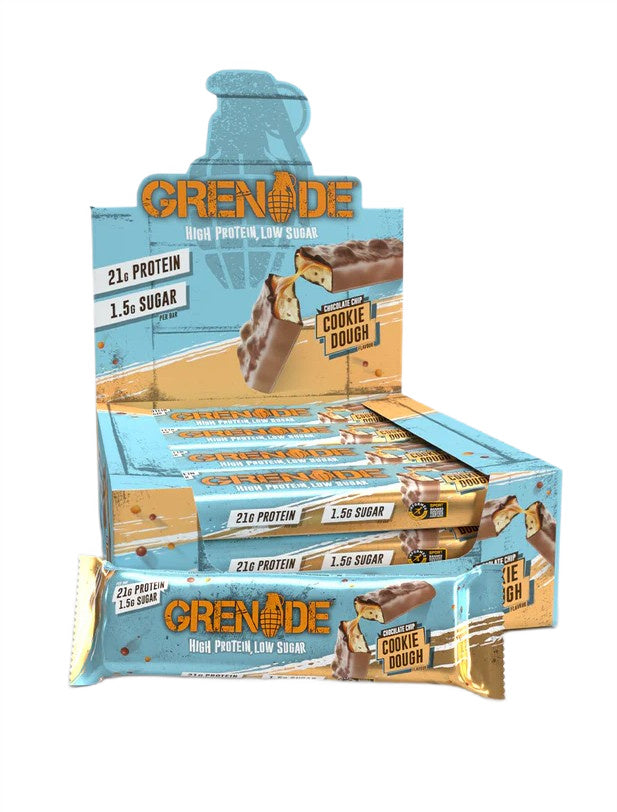 Protein Bars, Chocolate Chip Cookie Dough (EAN 5060811382486) - 12 x 60g - Grenade