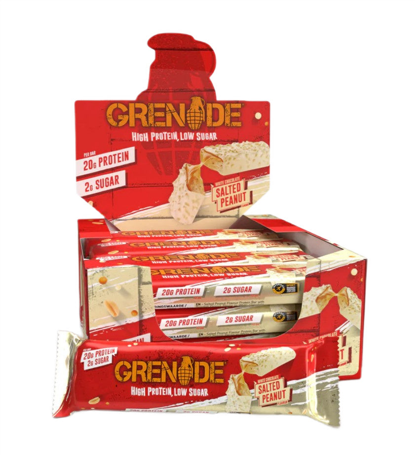 Protein Bars, White Chocolate Salted Peanut (EAN 5060221208123) - 12 x 60g - Grenade
