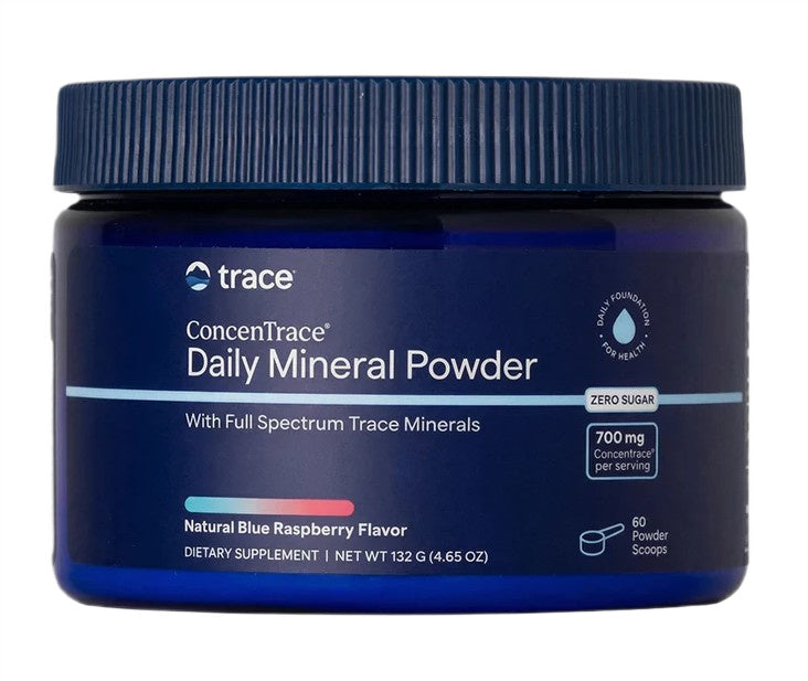 ConcenTrace Daily Mineral Powder, Natural Blue Raspberry - 132 grams - Trace Minerals