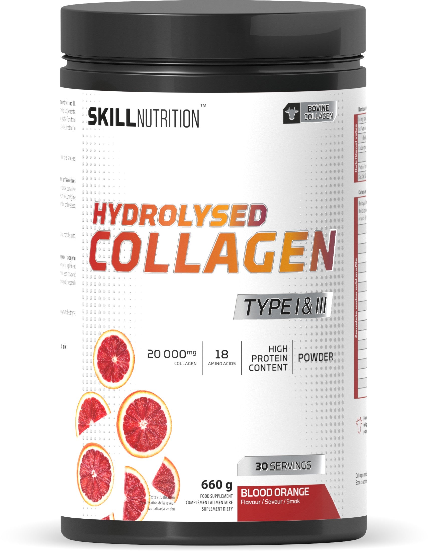 Hydrolysed Collagen Type I & III, Blood Orange - 660 grams - Skill Nutrition