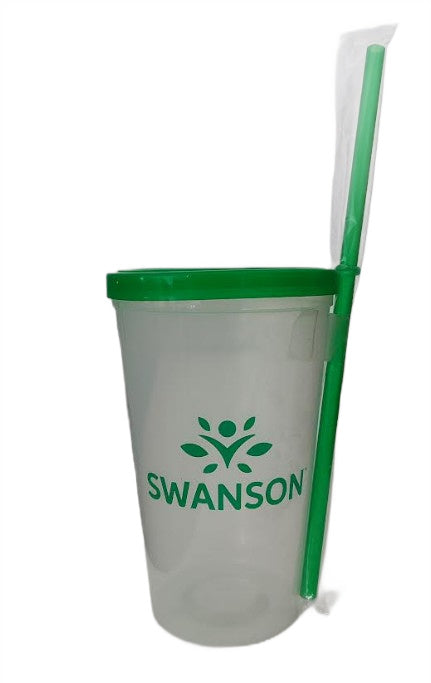 Swanson Plastic Cup with a Sipper, Transparent/Green - Swanson