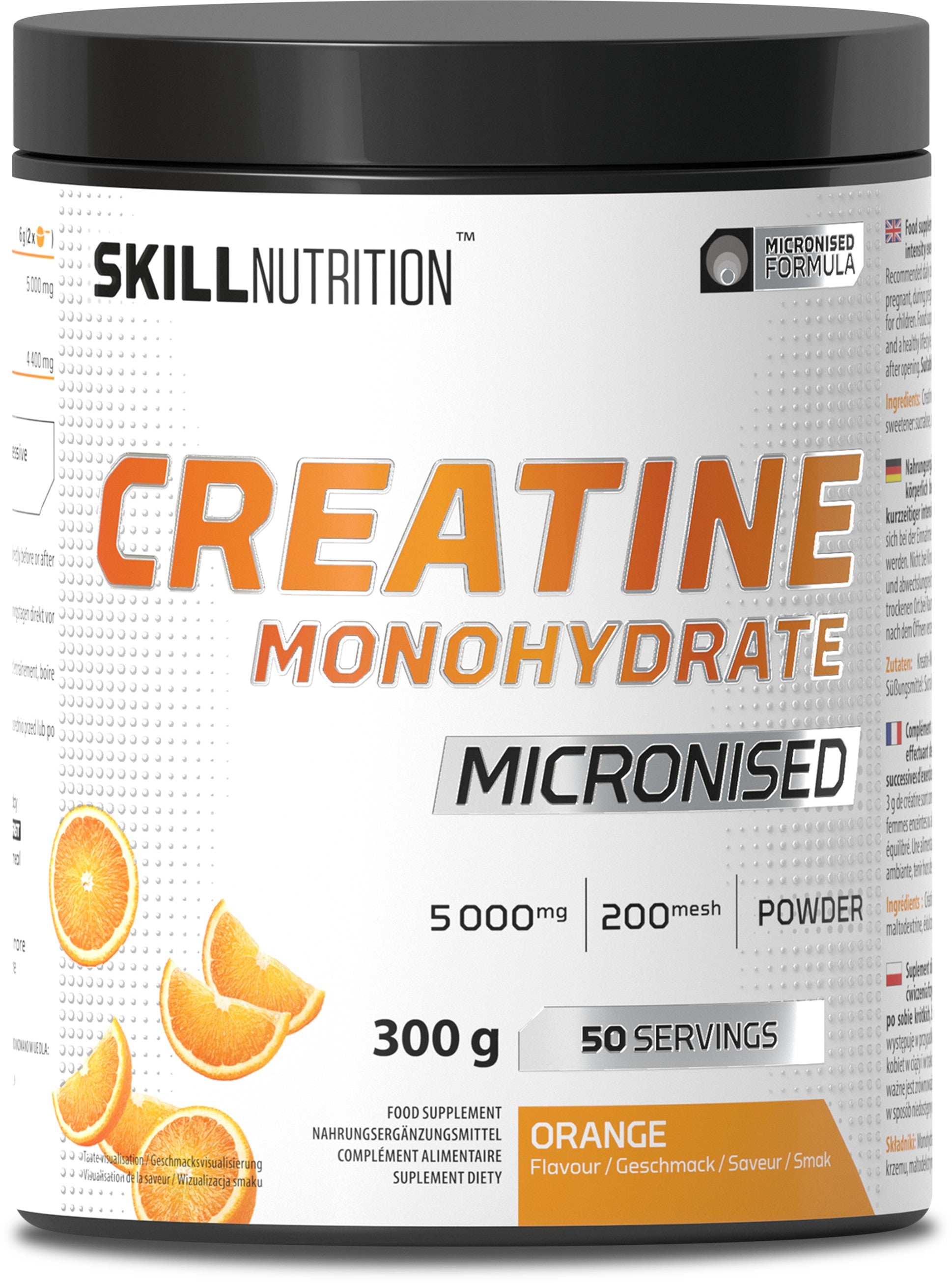 Micronised Creatine Monohydrate Flavoured, Orange - 300 grams - Skill Nutrition