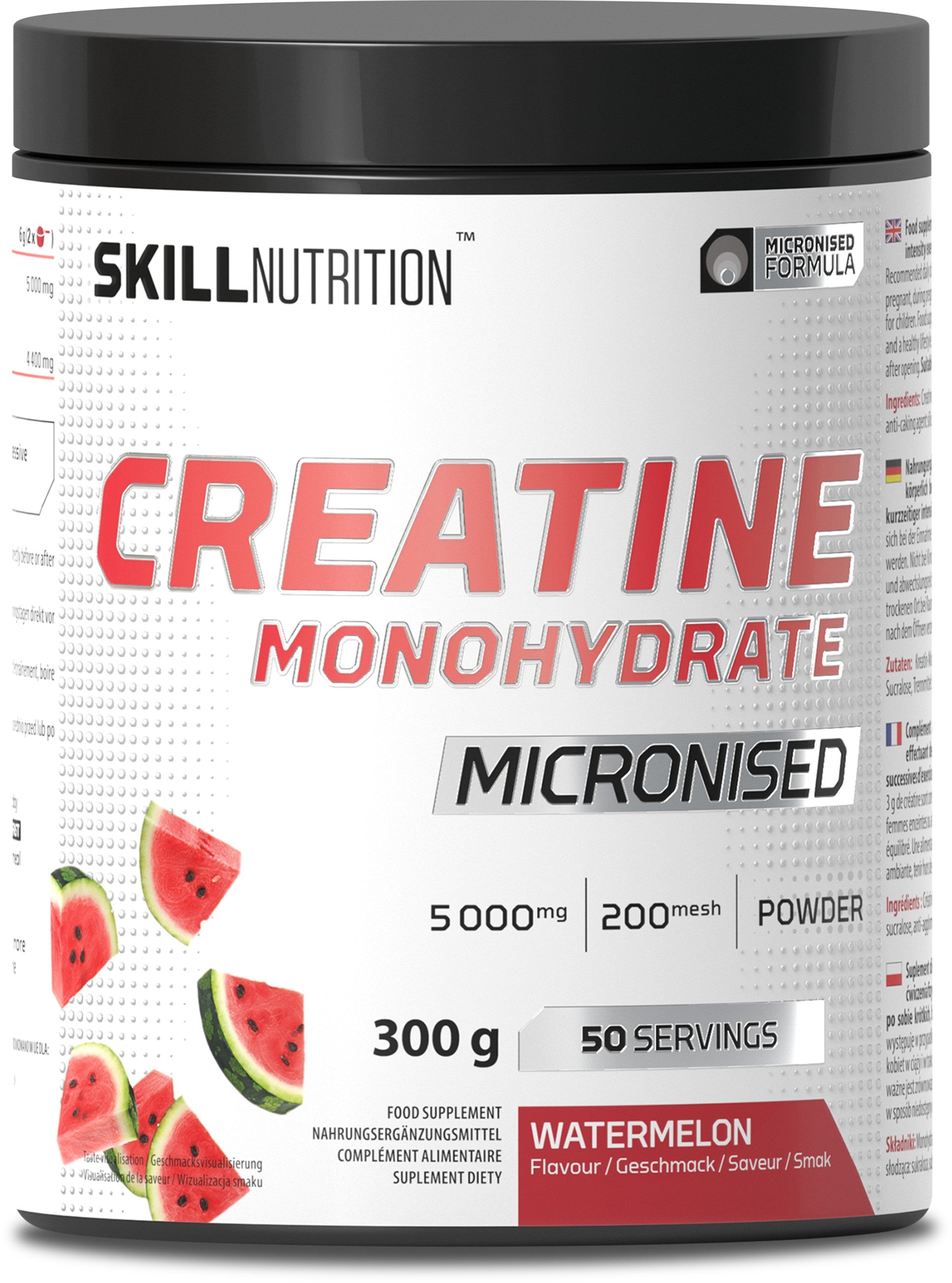 Micronised Creatine Monohydrate Flavoured, Watermelon - 300 grams - Skill Nutrition