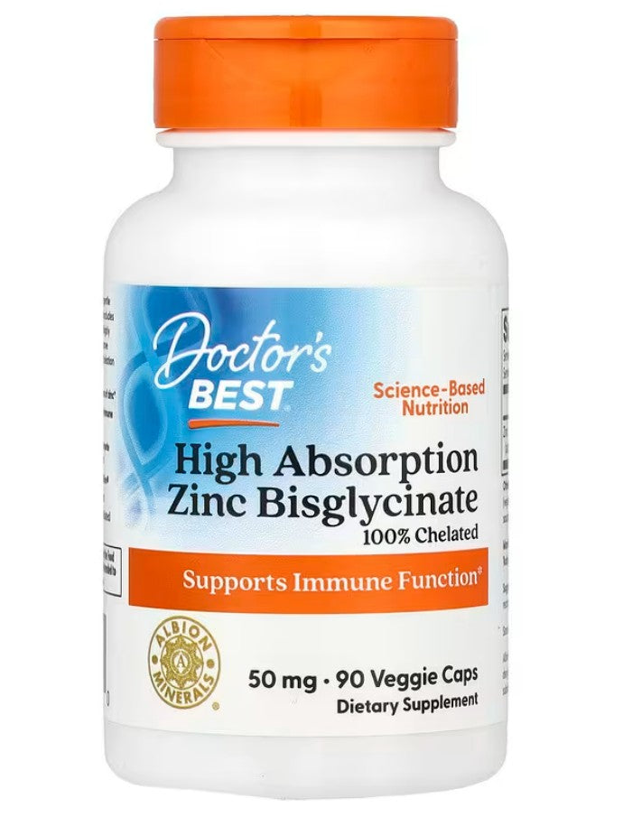 High Absorption Zinc Bisglycinate, 50mg - 90 vcaps - Doctor's Best