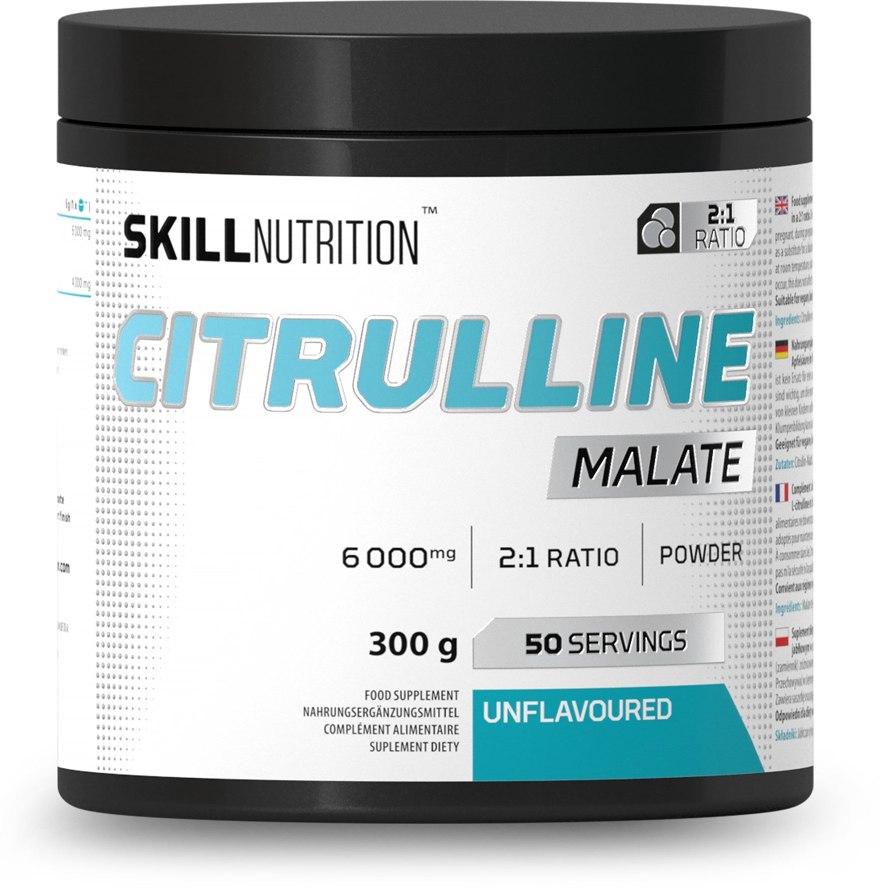 Citrulline Malate 2:1 Powder, Unflavoured - 300 grams - Skill Nutrition